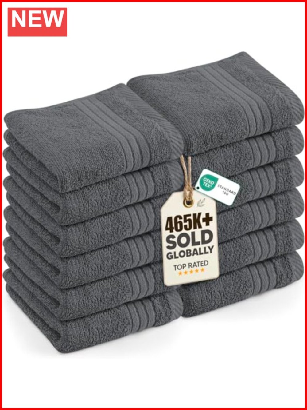 12 Pack 100% Cotton Washcloths 12x12 Inch 500 GSM Absorbent Ring Spun
